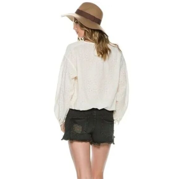 Free People Stars Align Button Front Top in Ivory Size M - Picture 2 of 12